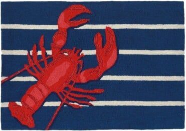 Trans Ocean Frontporch Lobster on Stripes Navy 1595/33