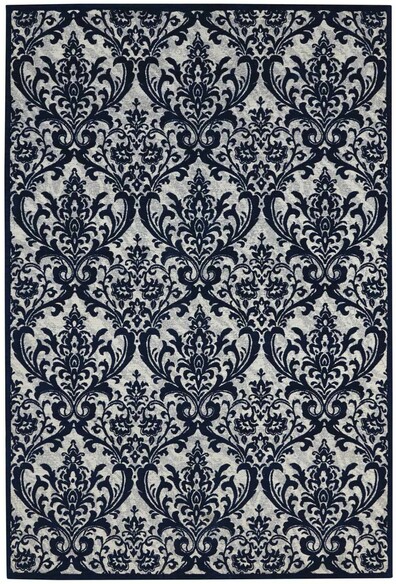 Nourison Damask DAS02 Ivory and Navy