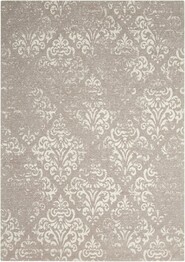Nourison Damask DAS03 Ivory and Grey