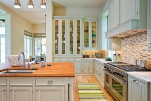 Country area rugs used in kitchen