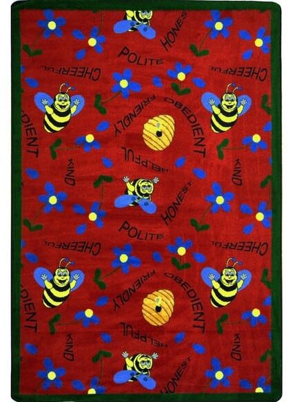 Joy Carpets Kid Essentials Bee Attitudes Red