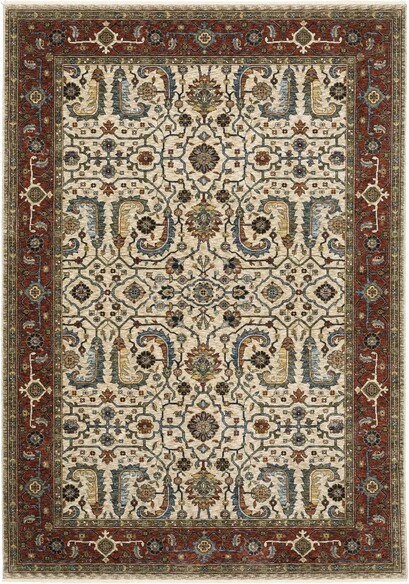 Oriental Weavers Aberdeen 144D1 Ivory and  Red