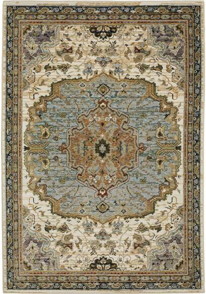 Oriental Weavers Andorra 2451B Ivory and  Blue