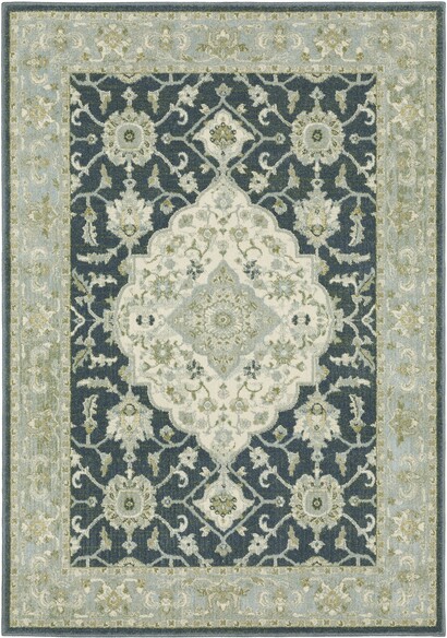 Oriental Weavers Branson BR05A Teal Blue and  Ivory