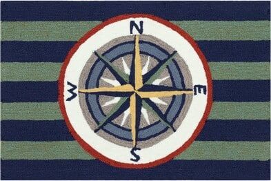 Trans Ocean Frontporch Striped Compass Multi 4626/44