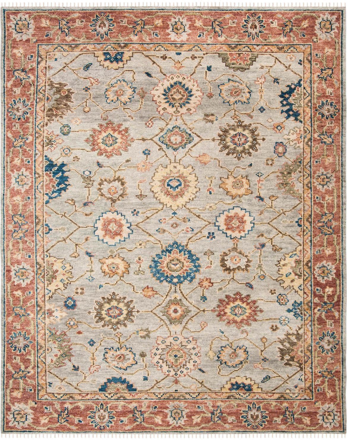 Safavieh Samarkand Collection SRK110F Hand-Knotted Traditional Wool Area Rug 9' x 12' Grey/Ivory