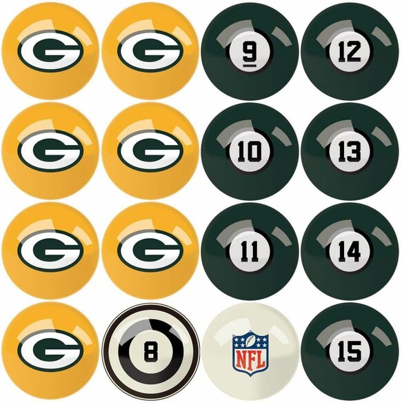 NFL Green Bay Packers Billiard Balls with Numbers 626-1001