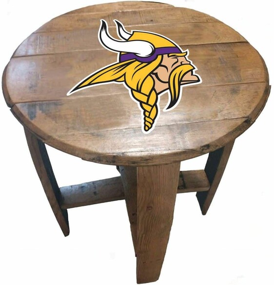 NFL MINNESOTA VIKINGS OAK BARREL TABLE 629-1007