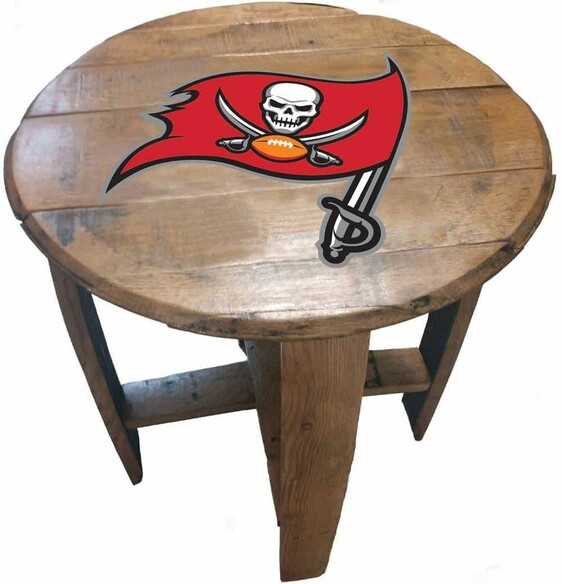 NFL TAMPA BAY BUCCANEERS OAK BARREL TABLE 629-1009