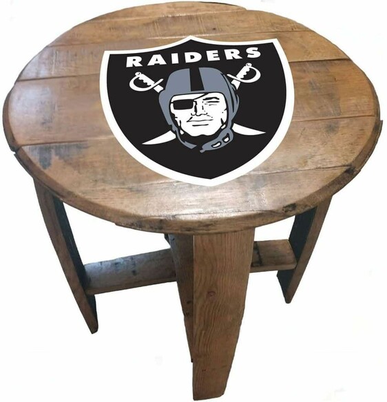 NFL LAS VEGAS RAIDERS OAK BARREL TABLE 629-1010