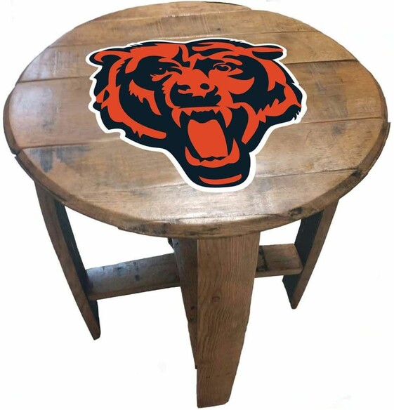 NFL CHICAGO BEARS OAK BARREL TABLE 629-1019