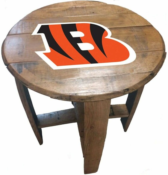 NFL CINCINNATI BENGALS OAK BARREL TABLE 629-1023