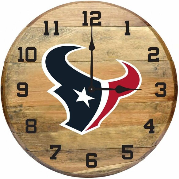 NFL HOUSTON TEXANS OAK BARREL CLOCK 630-1034