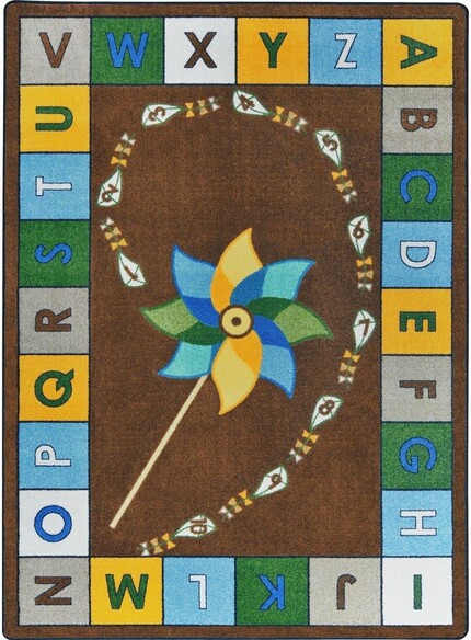 Joy Carpets Kid Essentials Alphabet Pinwheel Earthtone