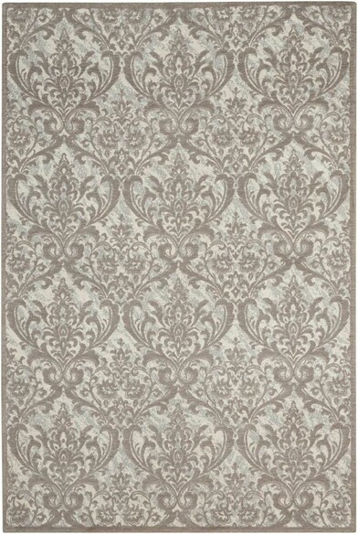 Nourison Damask DAS02 Ivory and Grey