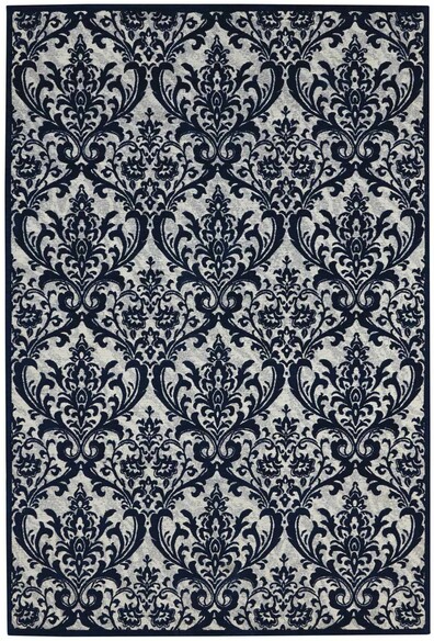 Nourison Damask DAS02 Ivory and Navy