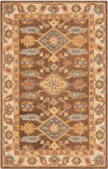 Safavieh Antiquity AT502T Dark Brown and Ivory