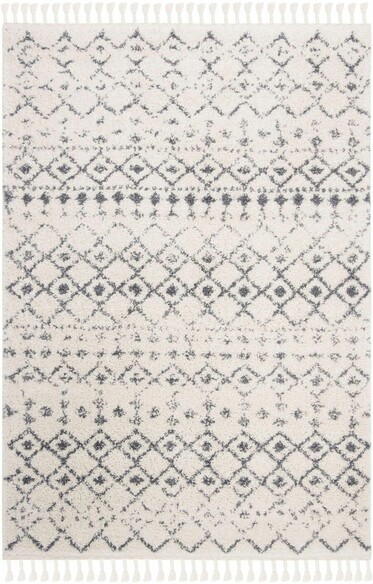 Safavieh Berber Fringe Shag BFG516A Cream and Dark Grey