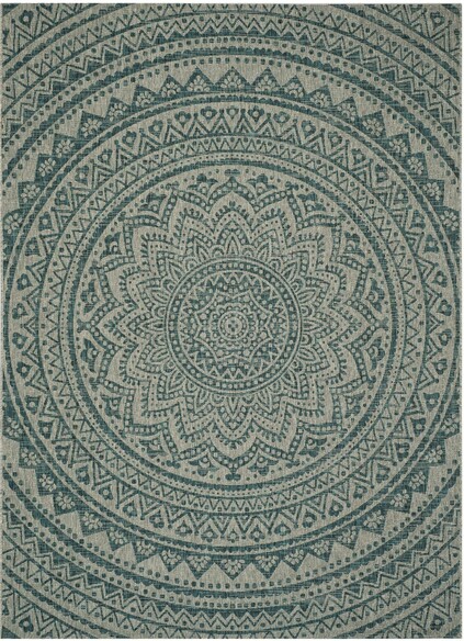 Safavieh Courtyard CY873437212 Light Grey and Teal