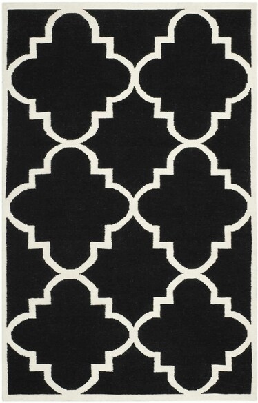 Safavieh Dhurries DHU633A Black and Ivory