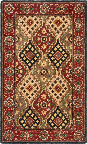 6' x 6' Round Safavieh Heritage Collection HG927Q Handmade Traditional Wool Area Rug Red/Beige 