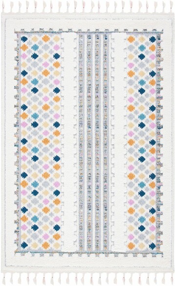 Safavieh Moroccan Fringe Shag MFG102A Ivory and Grey