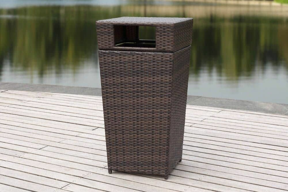 BAKER OUTDOOR WICKER TRASH BIN