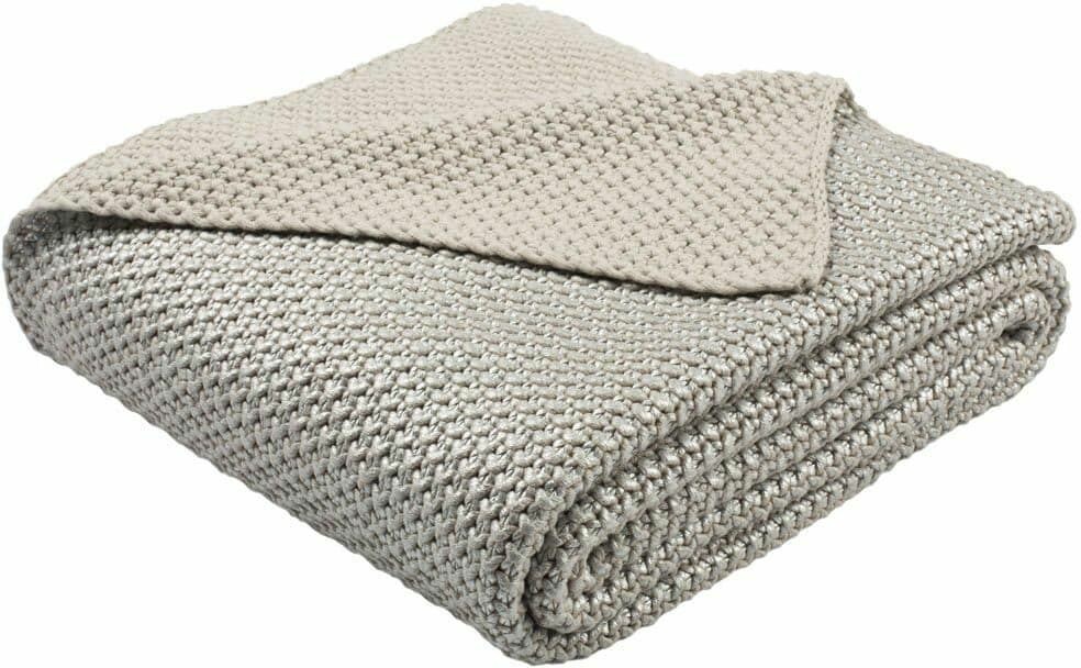 TICKLED GREY KNIT THROW