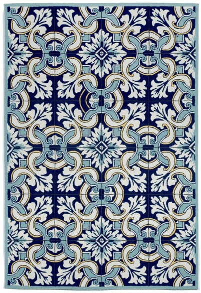 Trans Ocean Ravella Floral Tile Navy 2253/33