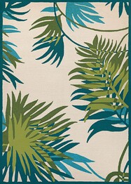 Couristan Covington Jungle Leaves and Ivory/Forest Green 2992/0505