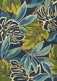 Couristan Covington Areca Palms and Azure/Forest Green 4361/0671
