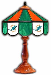 NFL MIAMI DOLPHINS 21 GLASS TABLE LAMP 159-1008