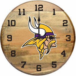 NFL MINNESOTA VIKINGS OAK BARREL CLOCK 630-1007