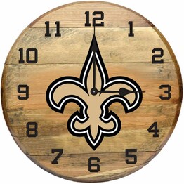 NFL NEW ORLEANS SAINTS OAK BARREL CLOCK 630-1031