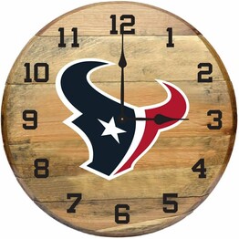 NFL HOUSTON TEXANS OAK BARREL CLOCK 630-1034