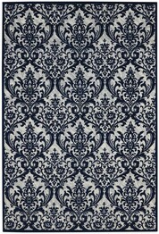 Nourison Damask DAS02 Ivory and Navy