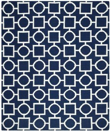 Safavieh Dhurries DHU639D Navy and Ivory