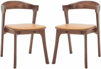 BRYLIE WOOD AND LEATHER DINING CHAIR