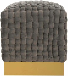 RAVYN WOVEN VELVET OTTOMAN