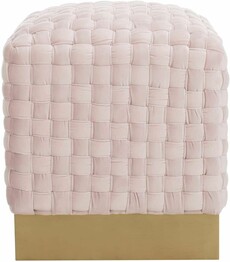 RAVYN WOVEN VELVET OTTOMAN