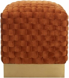 RAVYN WOVEN VELVET OTTOMAN