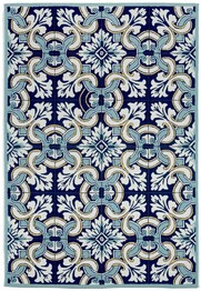 Trans Ocean Ravella Floral Tile Navy 2253/33