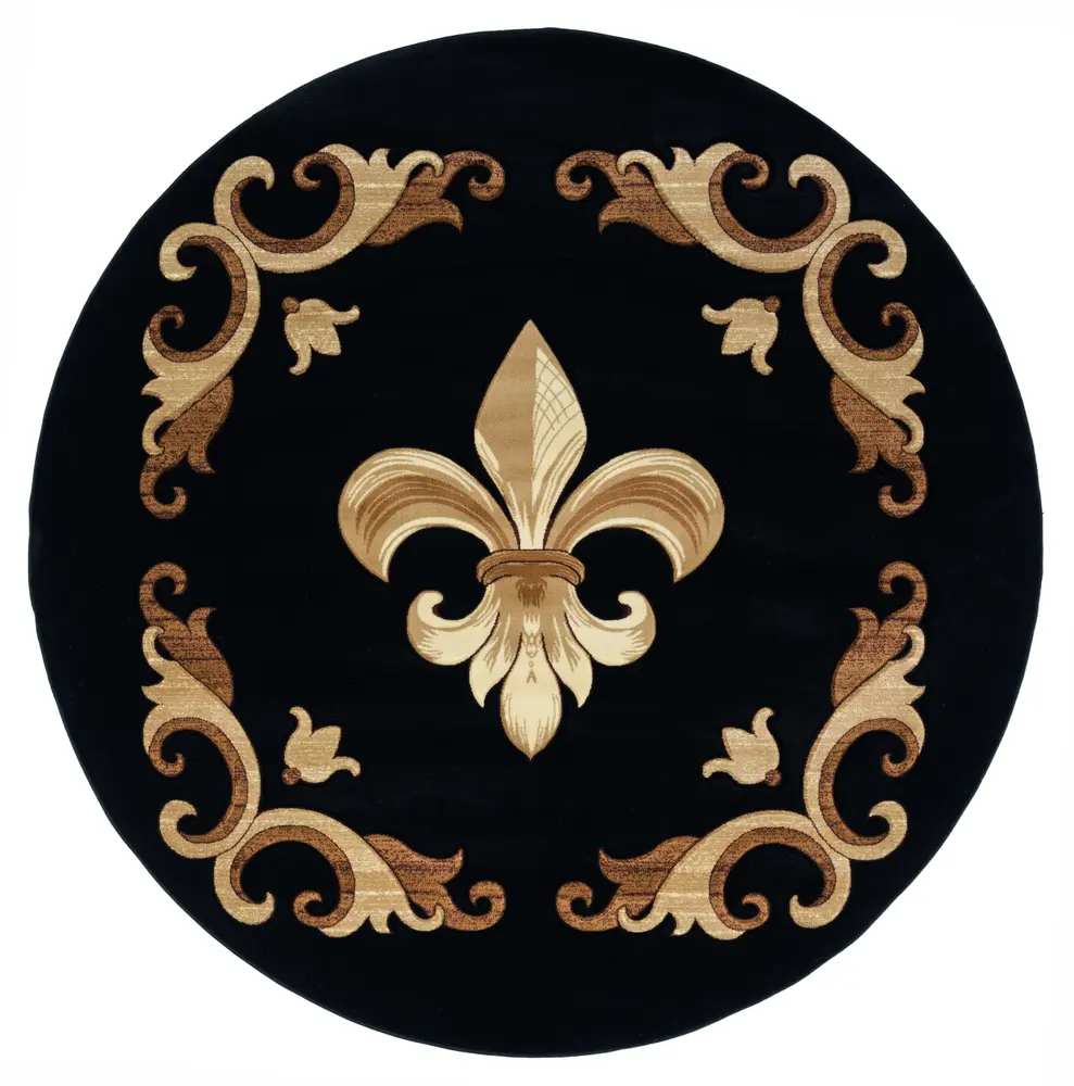 United Weavers Bristol Barnsley Black Round Rug 7'10