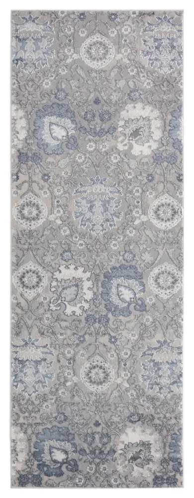 Cascades Olallie Blue Floral Runner Rug 2'7