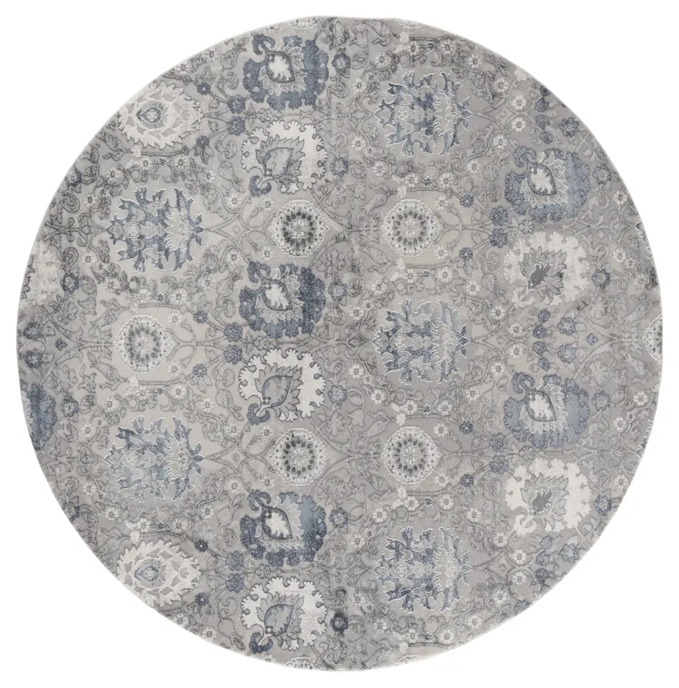 Cascades Olallie Blue Floral Round Rug 7'10