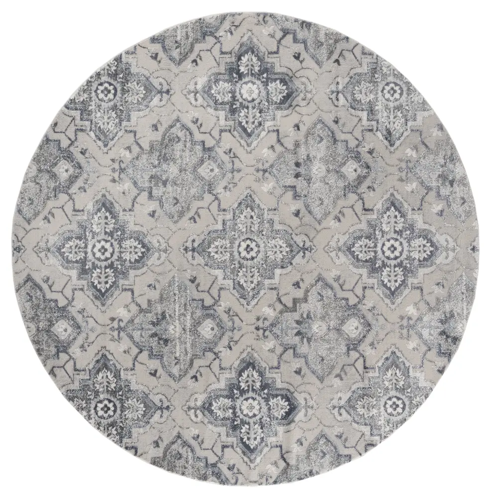 Cascades Leavenworth Blue Geometric Round Rug 7'10