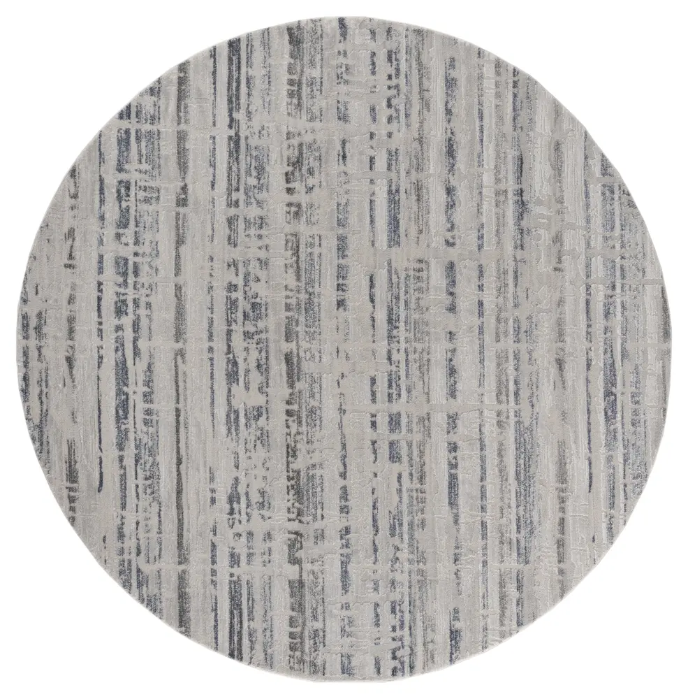 Cascades Rainier Blue Abstract Round Rug 7'10