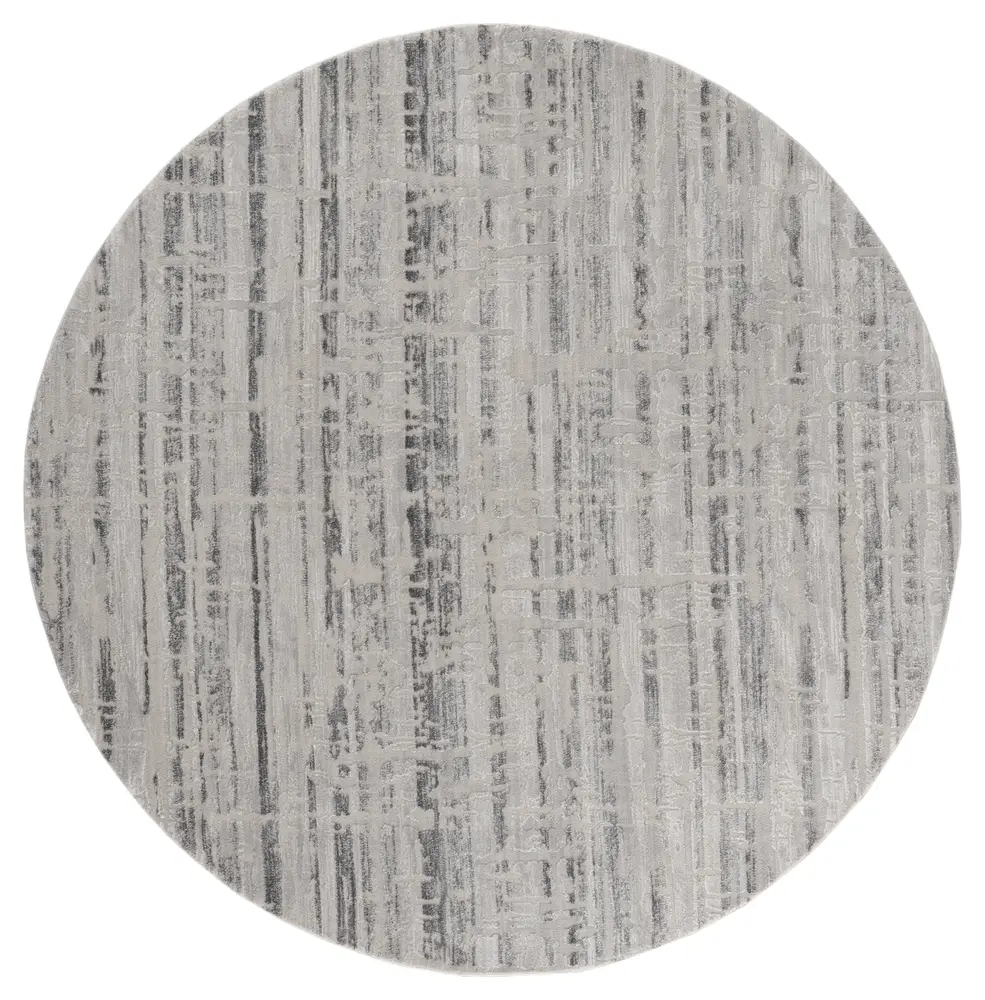 Cascades Rainier Grey Abstract Round Rug 7'10