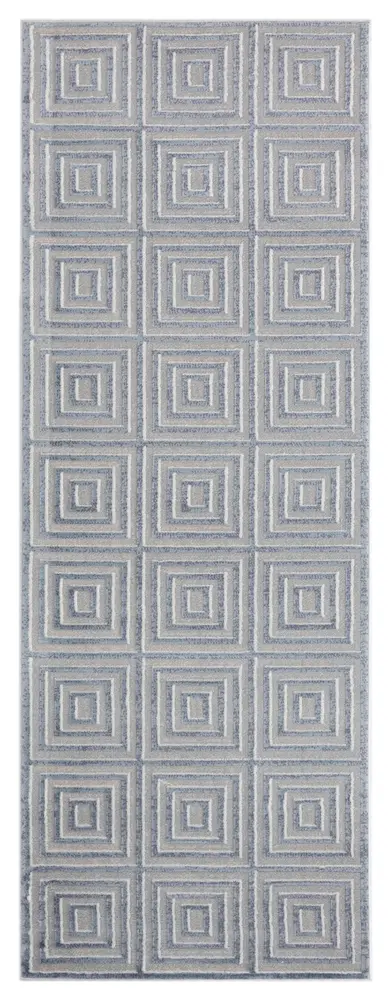 Cascades Tehama Blue Geometric Runner Rug 2'7