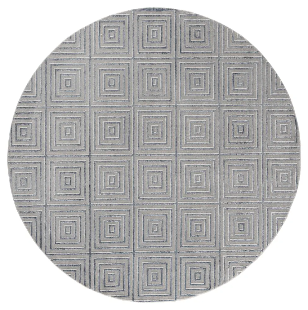 Cascades Tehama Blue Geometric Round Rug 7'10